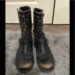 Frye Black distressed boots